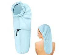 Large Shower Cap for Braids, Extra Long Shower Cap for Women Long Hair & Locs, Waterproof Hair Bonnets for Dreadlocks Drawstring Bath Caps for Women & Men (Light Blue)