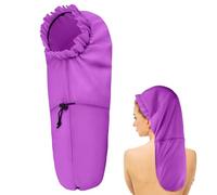 Large Shower Cap for Braids, Extra Long Shower Cap for Women Long Hair & Locs, Waterproof Hair Bonnets for Dreadlocks Drawstring Bath Caps for Women & Men (Purple)