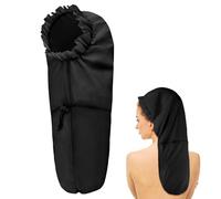 Large Shower Cap for Braids, Extra Long Shower Cap for Women Long Hair & Locs, Waterproof Hair Bonnets for Dreadlocks Drawstring Bath Caps for Women & Men (Black)