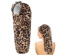 Large Shower Cap for Braids, Extra Long Shower Cap for Women Long Hair & Locs, Waterproof Hair Bonnets for Dreadlocks Drawstring Bath Caps for Women & Men (Leopard)