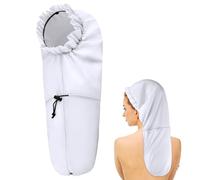 Large Shower Cap for Braids, Extra Long Shower Cap for Women Long Hair & Locs, Waterproof Hair Bonnets for Dreadlocks Drawstring Bath Caps for Women & Men (White)