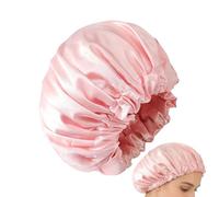 Large Shower Cap - Synthetic Satin Double Layer 24 x 22 cm, Wide Elastic Visor | Waterproof Hair Cap, Hairdressing Protection, Home Spa Use | Women, Salon,