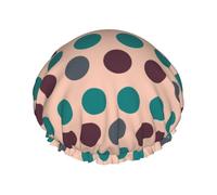 Large Shower Caps for Women Reusable - Fashion Comfy Boho Polka Do D Print Double Layer Hair for Shower with Elastic Rope and Peva Lining