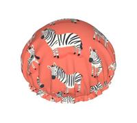 Large Shower Caps for Women Reusable - Fashion Comfy Cute Zebra Print Double Layer Hair for Shower with Elastic Rope and Peva Lining