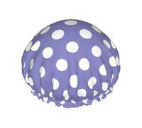 Large Shower Caps for Women Reusable - Fashion Comfy Light purple polka dot print (C) Double Layer Hair for Shower with Elastic Rope and Peva Lining