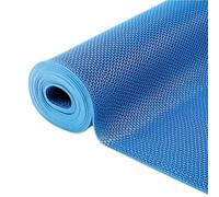 Large Shower Mat Non Slip Anti Mould, 90x60x0.5cm Multipurpose Anti Slip Mat Heavy Duty Rubber Bath Mat with Drain Holes Grid Pattern PVC Washable for Bathroom Kitchen Washroom Caravans (Blue)