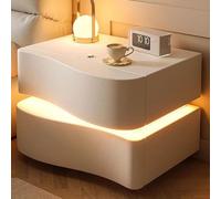 Large Side End Table With Storage Drawers, Bedside Light, Leather Wrapped Tables, for Bedroom, Home Small Space, No Installation Required