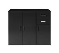 Large Sideboard Storage Unit 2 Drawers 3 Doors 100cm x 35.5cm x 83cm (Black)