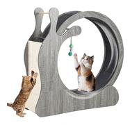 Large Silent Cat Exercise Wheel for Indoor Cats, 95cm Wooden Running Wheel with Sisal Scratching Pad and Interactive Toys, Stable Anti-Slip Base, Easy Assembly Carpeted Treadmill for Pet Health
