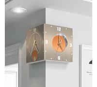 Large Silent Digital Wall Mount Clock, Double-Sided LED Corner Clock for Living Room Bedroom Home Decorative, Sensor
