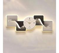 Large Silent Wall Clock - Non-Ticking Decorative Clock with Light - Modern Abstract Geometric Design for Living Room Decor - Creative Home Wall Art