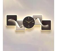 Large Silent Wall Clock - Non-Ticking Decorative Clock with Light - Modern Abstract Geometric Design for Living Room Decor - Creative Home Wall Art