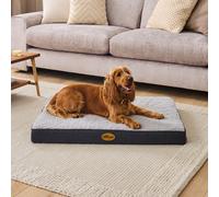 Silentnight Crate Dog Bed - Orthopaedic Firm Support Pet Mattress with Non-Slip Base - Comfort & Support Mat Reduce Pressure on Joints, Removable and Washable Sherpa Cover, Large 68x92cm, Grey