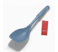 Large Silicone Cooking Spoon, Non-Stick Solid Spoon set with Deep Bolw and Measurement Mark for Mixing, Serving, Draining, Scooping, Scraping, Heat Resistant Kitchen Utensils, Starry Blue