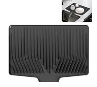 Large Silicone Dish Drying Mat 48cm x 34cm Draining Mat 446°F Heat-Resistant Mat Non-Slip Dish Drainers Sink Draining Board Mat Fast Drying For Kitchen Counter Worktop Dish Rack Table (Black)