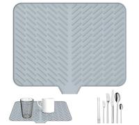 Large Silicone Dish Drying Mat, Ultra Absorbent Draining Board Mat, Non-Slip Fast Drying Drainer Mat, Heat Resistant Trivet Countertop Protector for Kitchen Counter or Sink,58x43cm