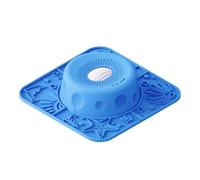 Large Silicone Dog Lick Bowl, Gen 3 Ocean Pattern Slow Feeder Lick Mat, Anxiety Relief Interactive Toy for Dogs & Cats, Blue