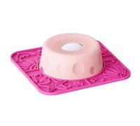 Large Silicone Dog Lick Bowl, Gen 3 Ocean Pattern Slow Feeder Lick Mat, Anxiety Relief Interactive Toy for Dogs & Cats, Pink Combo