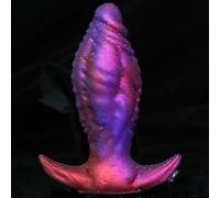 Large Silicone Fantasy Butt Plug with Big Knot and T-Base Prostate Massager for Advanced Men Women XL Anal Stretcher Adult Toy (M-7.08in,Purple)