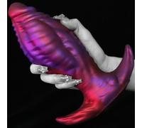 Large Silicone Fantasy Butt Plug with Big Knot and T-Base Prostate Massager for Advanced Men Women XL Anal Stretcher Adult Toy (L-8.2in,Purple)