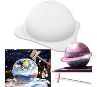 Large Silicone Planet Mousse Mold,Cake Fondant Chocolate Baking Mould + 2X Wooden Hammer Ice Cube Tray Soap Making Molds Non Stick Round Ball Dessert Jelly Candy Pan Kitchen Baking Tool DIY