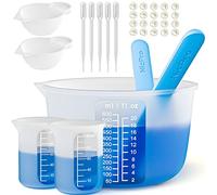 Large Silicone Resin Measuring Cups Tool Kit - Nicpro Reusable 600ml & 100ml Measure Cup, Silicone Stir Sticks Pipettes Finger Cots for Epoxy Resin Mixing, Molds, Jewelry Making, Waxing, Easy Clean
