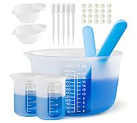 Large Silicone Resin Measuring Cups Tool Kit - Reusable 600ml & 100ml Measure Cup, Stir Sticks Pipettes