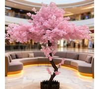 Large Silk Peach Tree Handmade Light Pink Tree, Realistic flowers, with Blossom Branches Handmade, for Indoor Outdoor Home Office Party Wedding,001,2.3x1.8m