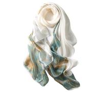 Large Silky Satin Scarf-Summer Women's Elegant Lightweight White Green Floral Shawl Scarfs Beach Oblong Head Wraps with Gift Packed (UK-Style 04)