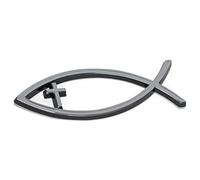 Large Silver Christian Ichthus Fish with Cross "Lord God Jesus Christ Religion Symbol" Car Truck Motorcycle Religious Emblem