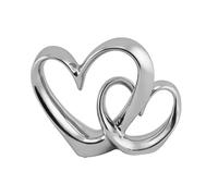 Large Silver Double Heart Ornament Valentine Love Wedding Gift Shinning Piece of Art Home Decor Ornament Sculpture ideal to Love one's