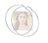 Large Silver Hoop Earrings, Earrings For Women 70mm Large Lightweight Hoops With High Polished Finish, Easy Clasp Closure For Everyday Wear And Special Occasions