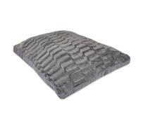 (Large, Silver Texture Grey) LARGE & Extra Large Fur Dog Bed -Pet Washable Zipped Mattress Cushion