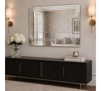 Large Silver Triple Bevelled Modern All Glass Wall Mirror 3Ft11 X 2Ft8 120cm X 80cm