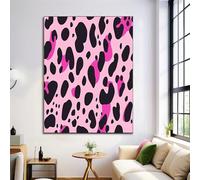 Large Simple Leopard Painting Art Magenta Cartoon Geometry Poster Canvas Painting For Living Room Wall Art Pictures Home Decorative Frameless (40X50Cm / 16X24In)