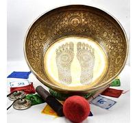 Large Singing Bowl - 16 Inches in Diameter - Buddha's Foot Singing Bowl to Stand In Etched by Artisans from Nepal - For Healing, Sound Bath, Yoga, Relaxation, and Meditation