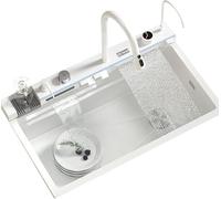 Large Single Bowl 304 Stainless Steel Kitchen Sink - Embossed Design with Digital Display - Stylish Embedded White Finish for Modern Kitchens