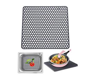 Large Sink Mat Dish Drying Mat Multipurpose Silicone Kitchen Draining Trivet Pad Protector Heatproof and Antiskid (Gray)