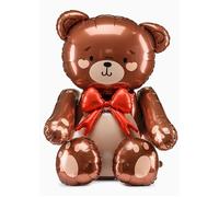 Large Sitting Teddy Bear with Bow Air Fill Uninflated Balloon Decoration 84cm