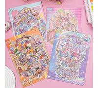 Large Size 3D Sticker Scene with Material Book,6 Sets Rich Collection of 3D Space Stickers and Storage Spiral Notebook,Capybara Room Stickeer Book for Adults Kids DIY 3D House Stickers Set for Adults