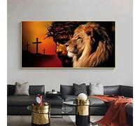 Large Size 5D Diamond Painting Kits Crown of Thorns Jesus Lion 12x24in DIY Diamond Art Full Kits,Cross Stitch Pictures Diamond Painting Craft Canvas Home Office Wall Decoration Square Drill 30x60cm