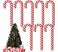 Large Size 8 Pcs 11.8 Inch Christmas Large Candy Canes for Tree Rustic Wooden Candy Cane Ornaments Flat Christmas Decoration Hanging Ornaments for Party Supplies DIY Crafts