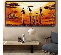 Large Size Abstract African Woman Oil Painting on Canvas Framed Wall Art Posters Prints Wall Picture for Living Room 98x196cm/(39x77inch) With Frame