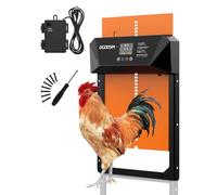 Large Size Aluminum Automatic Chicken Coop Door with Anti-Pinch Feature, Timer and LCD Display (Black-Orange)
