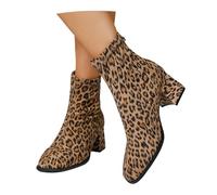 Large Size Ankle Boots For Women Elegant Chelsea Booties With Block Heel Suede Short Boots Leopard Print Booties With Zipper Women Ankle Shoes, 36-43EU(Leopard,5.5 UK)
