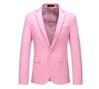 Large Size Casual Blazer - Fashion Solid Pink One-Button Dinner Party Wear Suit Coats Men,Casual Slim Pocket Lightweight Party Tuxedos Blazer,Pink,4XL