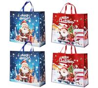 Large Size Christmas Tote Bags, 4pcs 60 x 55 x 20cm Non-woven Fabric Gift Bags Christmas Shopping Bags Large for Gift Wrapping Decoration