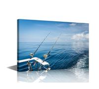 Large Size Close Up View of Fishing Rod Artwork Wall Art Prints Fishing Wall Art Fishing Tackle Pictures Wall Decor Modern Bathroom Wall Posters Canvas Bathroom Art Wall Prints fors 24x16in