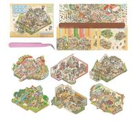 Large Size DIY 3D Sticker Scene Stickers Book for Adults 6 Sets DIY 3D House Collection Book Miniature Scene Stickers Therapy for Adult Relief Stress Pass The Time
