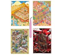 Large Size DIY 3D Stickers Scene for Adults,4 Sets DIY Sticker Therapy for Adult,Make Your Own Scenes Miniature Room for Relief Stress Pass The Time